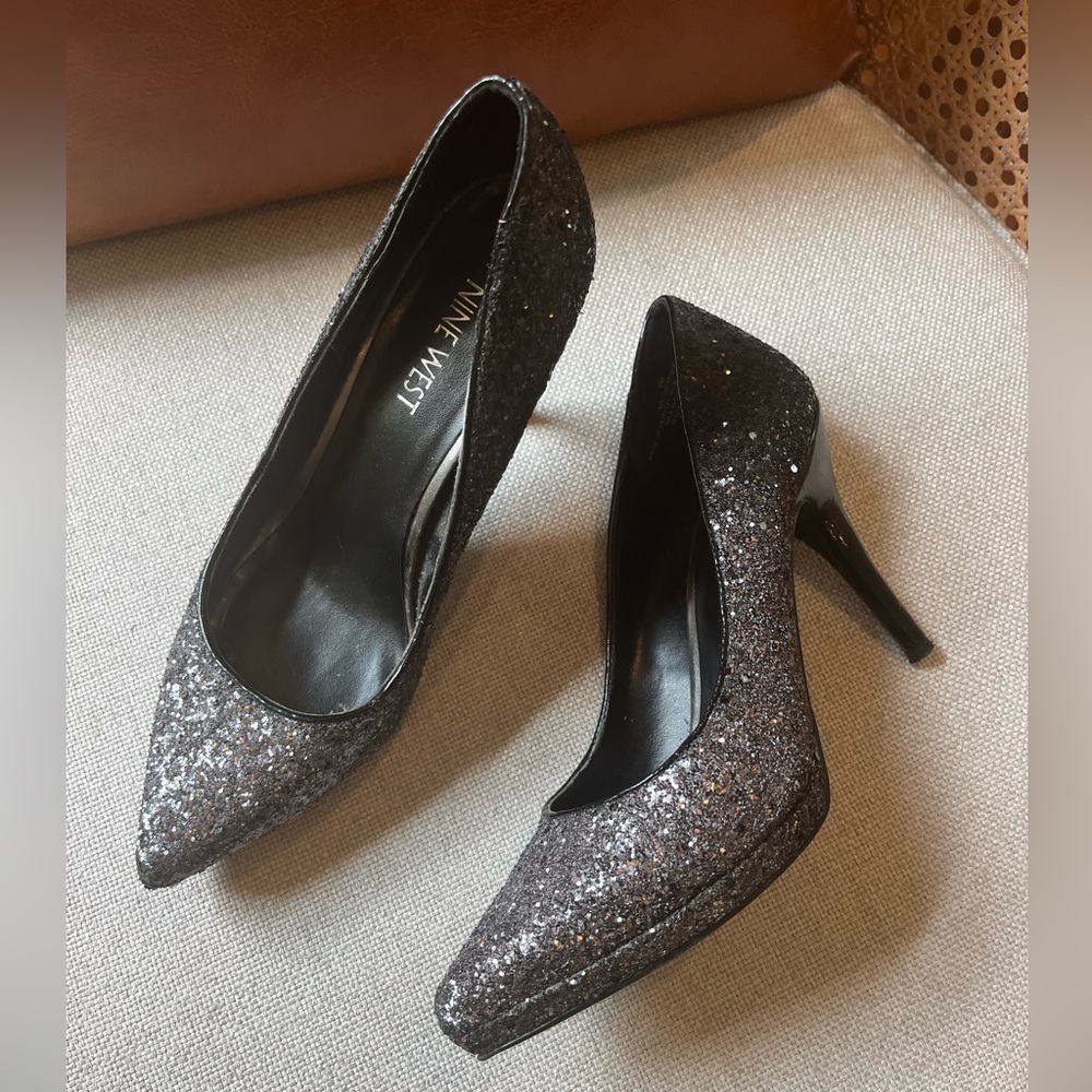 Nine West Black and Silver Ombré Glitter pumps